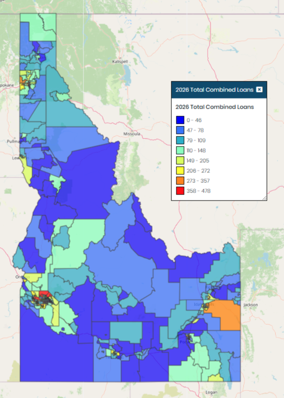 2026 Idaho Combined Loans by Census Tract