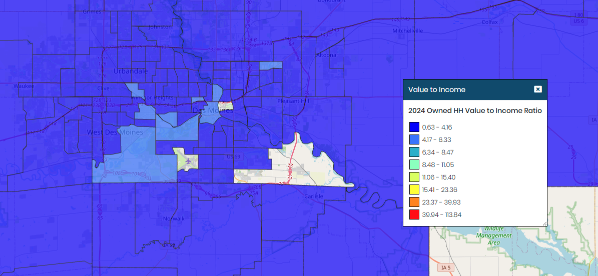 HH Value to Income Ratio - Des Moines