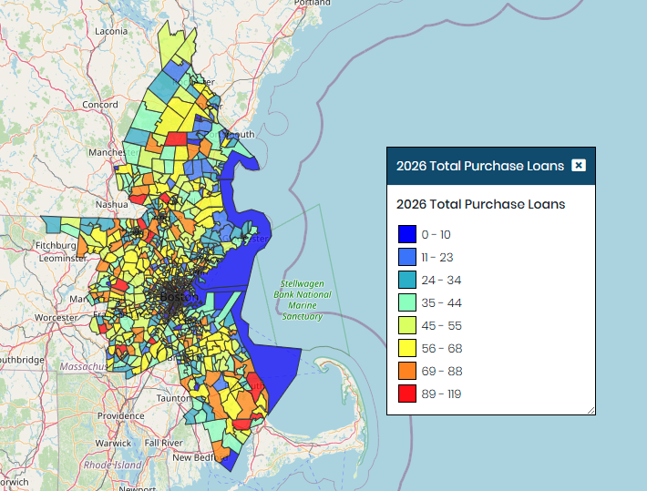 Boston 2026 Total Purchase Loans Map