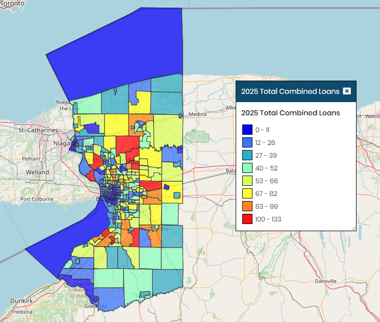Buffalo 2025 Total Combined Loans Map