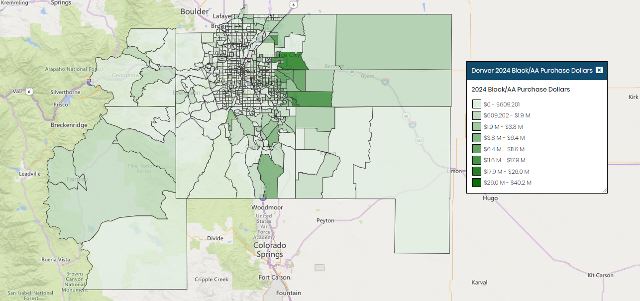 Denver 2024 Black Purchase Dollars Map