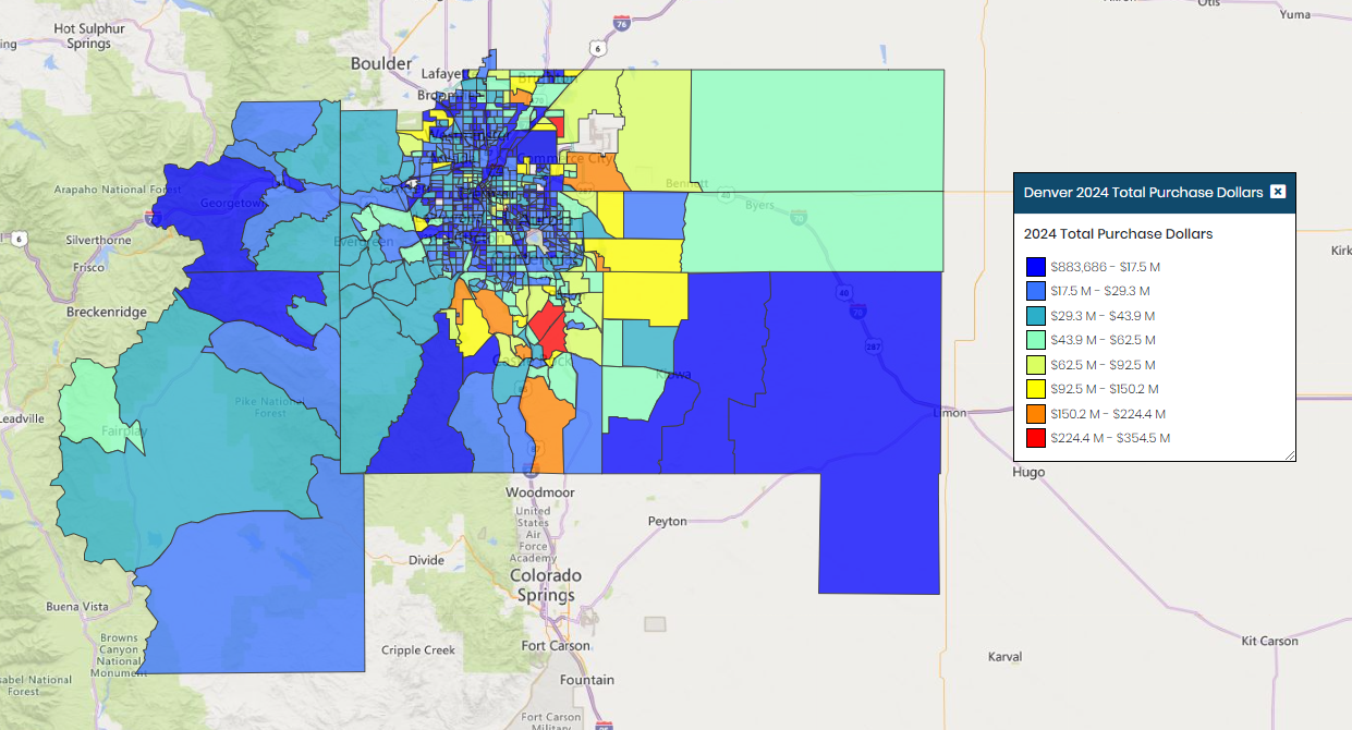 Denver 2024 Total Purchase Dollars Map