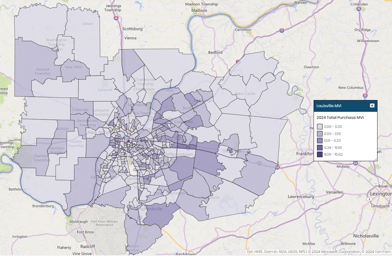 Louisville CT MVI Map
