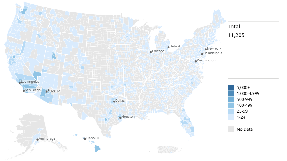 Pacific Islander Mortgage Originations Map