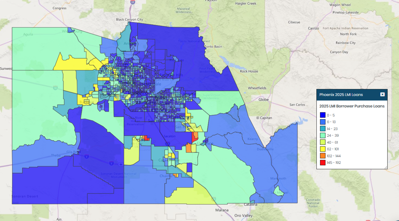 Phoenix 2025 LMI Purchase Loans Map