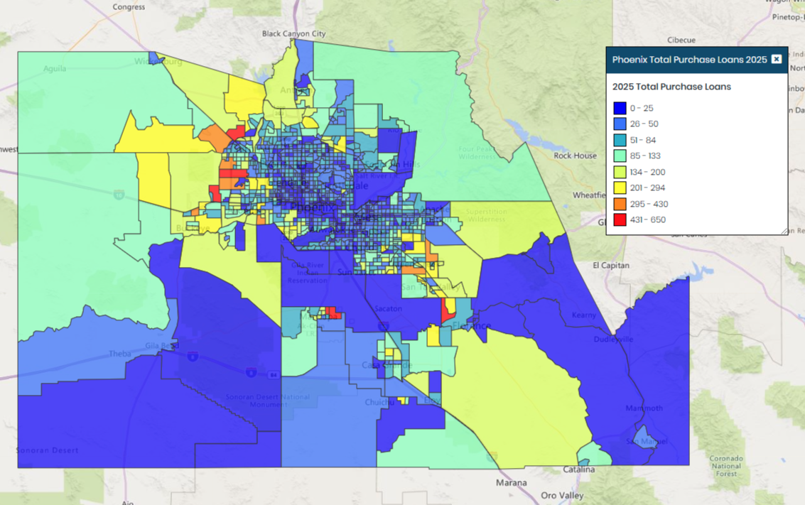 Phoenix 2025 Total Purchase Loans Map