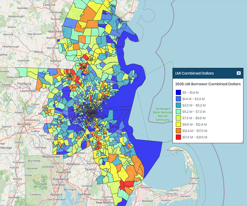 Boston 2026 LMI Loan Dollars Map