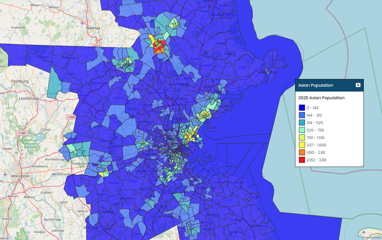 Boston Asian Population Map